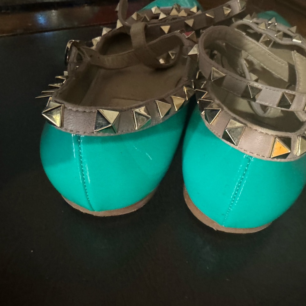 Valentino Rockstud Seafoam Blue Flats -36.5 - Picture 3 of 16